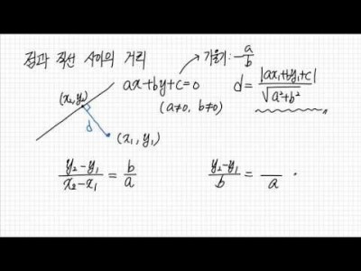 점과 직선 사이의 거리 공식 및 증명