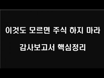이것도 모르면 주식 하지마라 감사보고서 핵심 정리